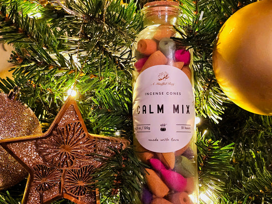 Glass Bottle with Incense Cones - Calm Mix