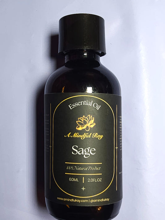 Premium Sage Essential Oil, High Quality 100% Therapeutic - 60 ml - 2 oz - For Aromatherapy, Massages, Relaxation, Meditation, Yoga, Diffuser, Humidifier, DIY Soaps, Candles, Fragrances