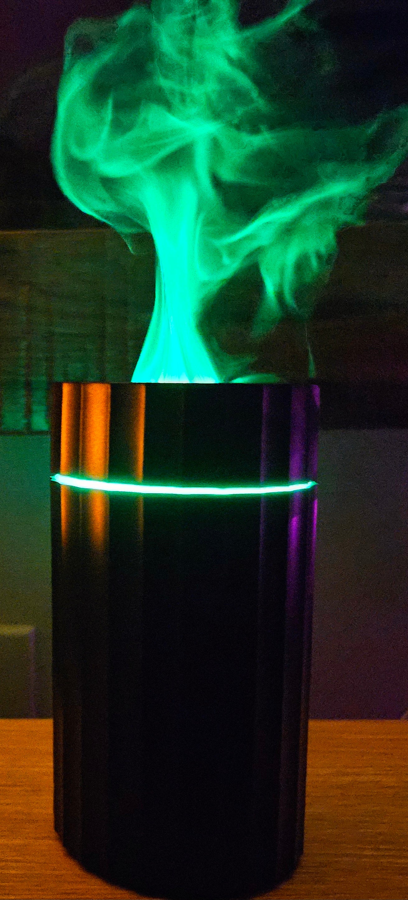 Silent Portable Flame Aromatherapy Diffuser, 9 colors/3 settings, Calming/Relaxing, Car Multicolor Fire Led Ultrasonic Cool Mist Essential Oils Flame Humidifier, Night Lamp/Travel Oil Diffuser, Diffusion Range 500sq ft w/ Timer/Auto Off Protection