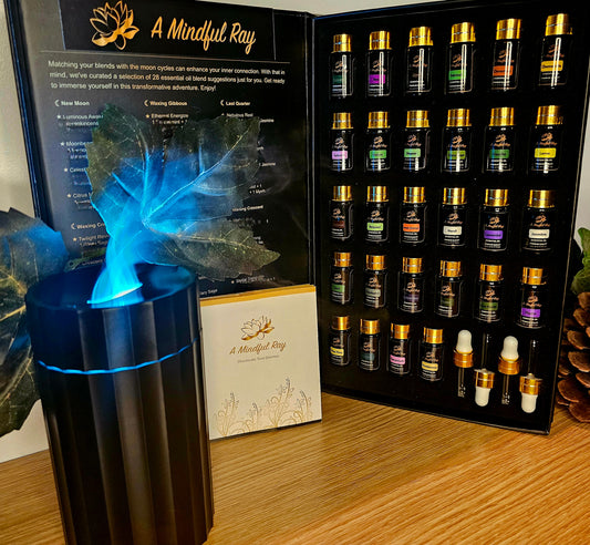 Premium Essential Oil Gift Box, 100% Therapeutic - Recipes for Moon Cycles/Equinox Rituals - Aromatherapy Gift Set for Diffuser, Humidifier, Hair & Skin Care, Air Freshener, Fragrances, Scented DIY Soap & Candles 28x5ml