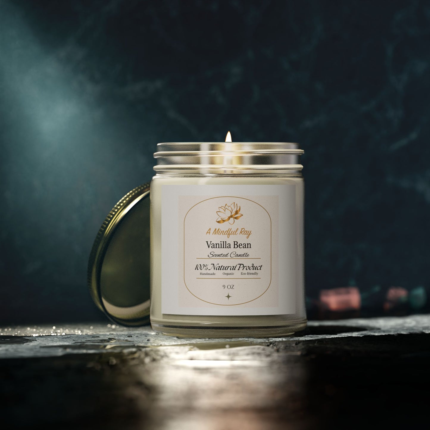 Vanilla Bean Scented Candles - Natural Coconut Apricot Wax (4oz & 9oz)
