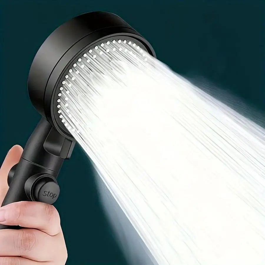 Pressurized Black Shower Head - Handheld Bathroom Shower Head, Adjustable Water Shower Head, 3 Hole-free Fixed Shower Holder
