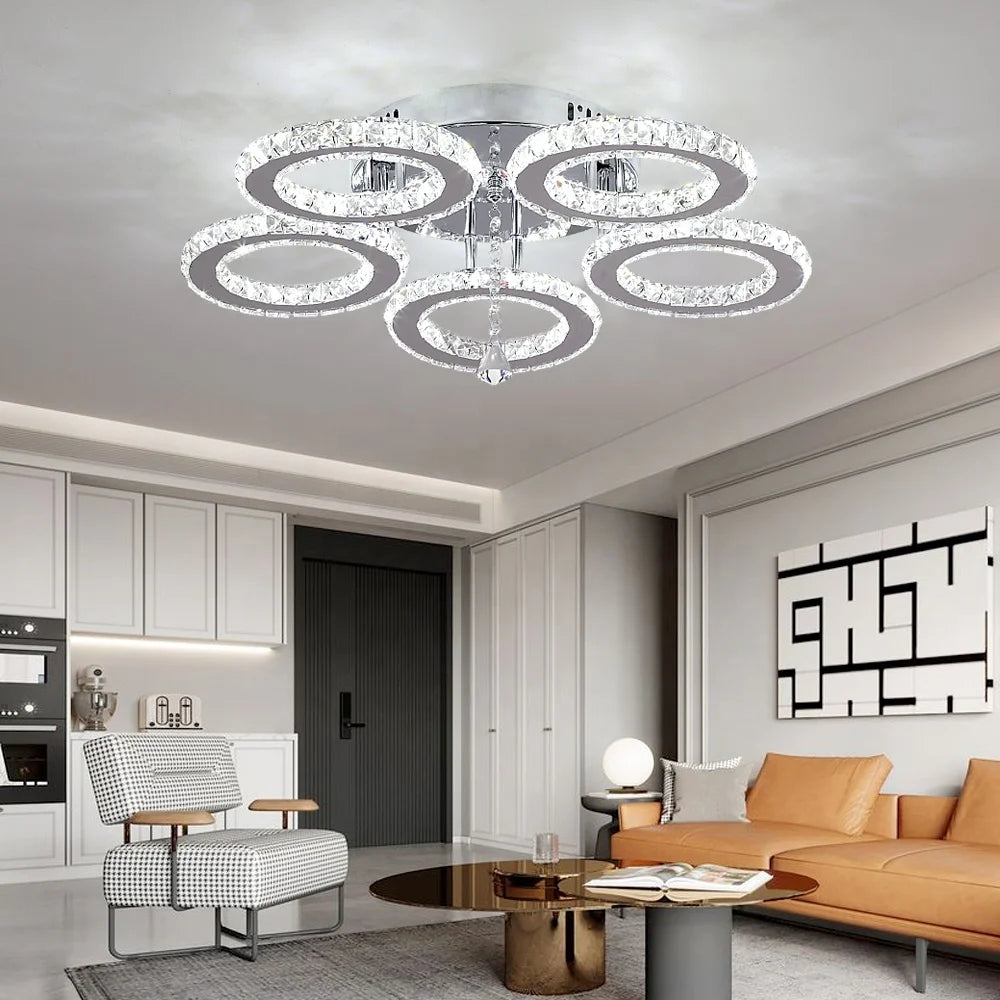 Elegant Crystal Lamp  - Remote Control Led, Color Changeable, Smart Ceiling Light for Home, 3000K-6000K