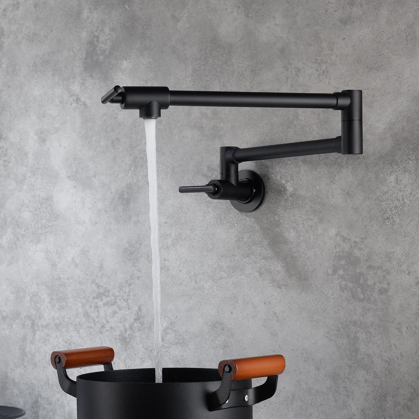 Modern Single-Handle Antique Brass Kitchen Faucet Folded Pot Filler with Solid Ceramic Valve Core Single-Hole Mounting