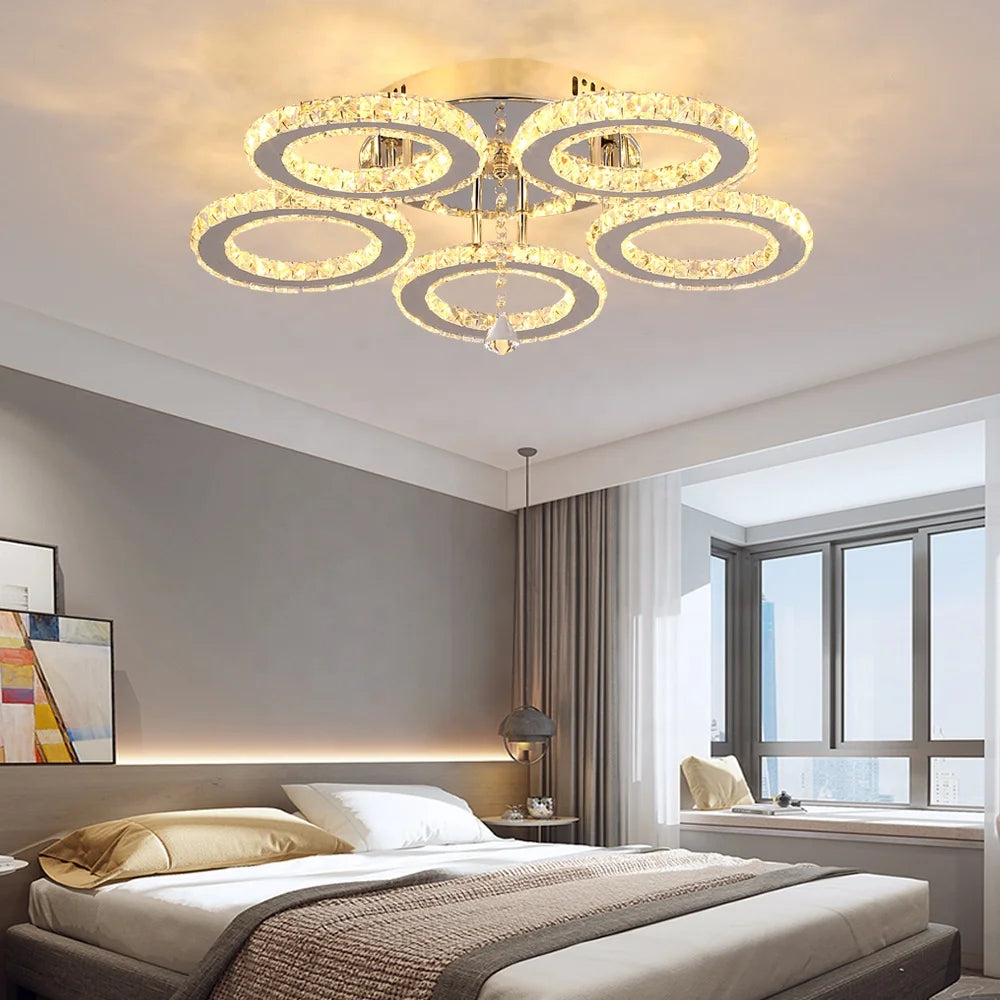 Elegant Crystal Lamp  - Remote Control Led, Color Changeable, Smart Ceiling Light for Home, 3000K-6000K