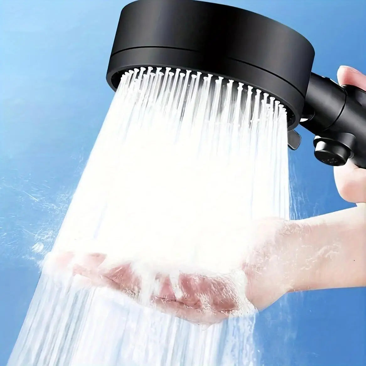 Pressurized Black Shower Head - Handheld Bathroom Shower Head, Adjustable Water Shower Head, 3 Hole-free Fixed Shower Holder