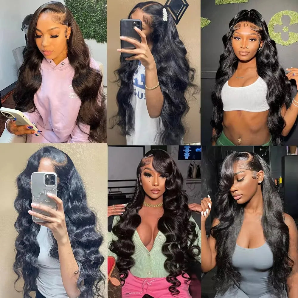 Virgin Human Hair Wig - For Black Women, Transparent Lace Front Pre-Plucked Bleached Knots, 6x4 200% Density