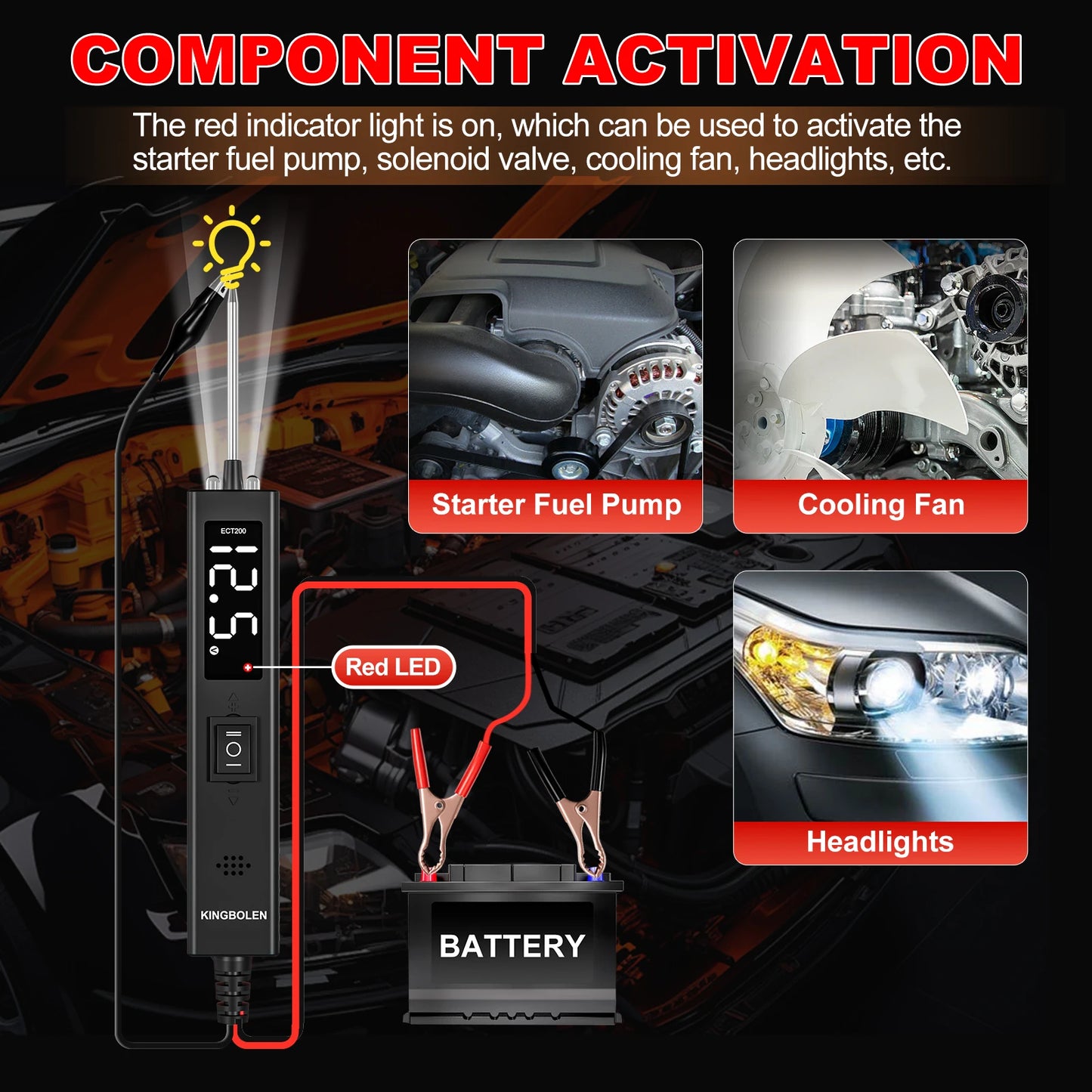 Car Battery Tester - 8V-32V, Automotive Power Probe Kit, Electrical System Test