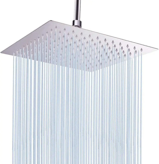 Stainless Steel Bathroom Shower Head - 10 Inch Ultra-Thin Top Rainfall, Adjustable Square - Colors: Black Matte, Chrome, Brushed Gold, Brushed Nickel