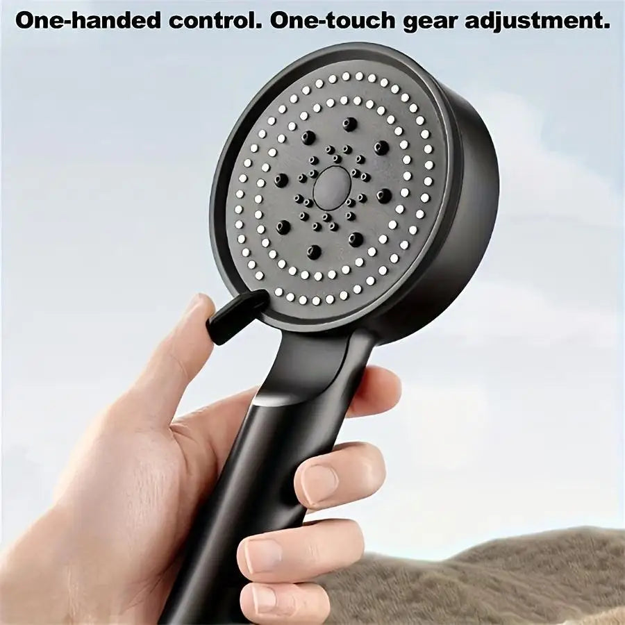 Pressurized Black Shower Head - Handheld Bathroom Shower Head, Adjustable Water Shower Head, 3 Hole-free Fixed Shower Holder