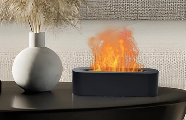 Flame Air Diffuser with 9 Colors for Calming/Relaxing Sensation, Cool Mist Ultrasonic for Pure Essential Oils - Flame Diffuser Humidifier with Multi-Color Fire LED Light for Aromatherapy - Auto off Protection