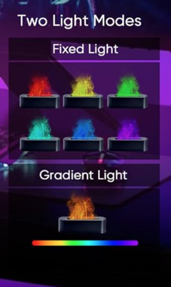 Flame Air Diffuser with 9 Colors for Calming/Relaxing Sensation, Cool Mist Ultrasonic for Pure Essential Oils - Flame Diffuser Humidifier with Multi-Color Fire LED Light for Aromatherapy - Auto off Protection