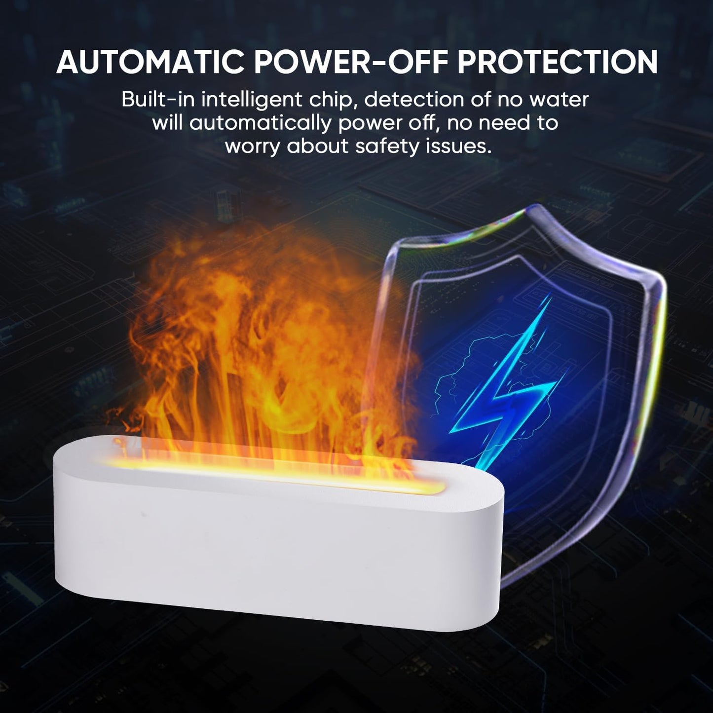 Flame Air Diffuser with 9 Colors for Calming/Relaxing Sensation, Cool Mist Ultrasonic for Pure Essential Oils - Flame Diffuser Humidifier with Multi-Color Fire LED Light for Aromatherapy - Auto off Protection