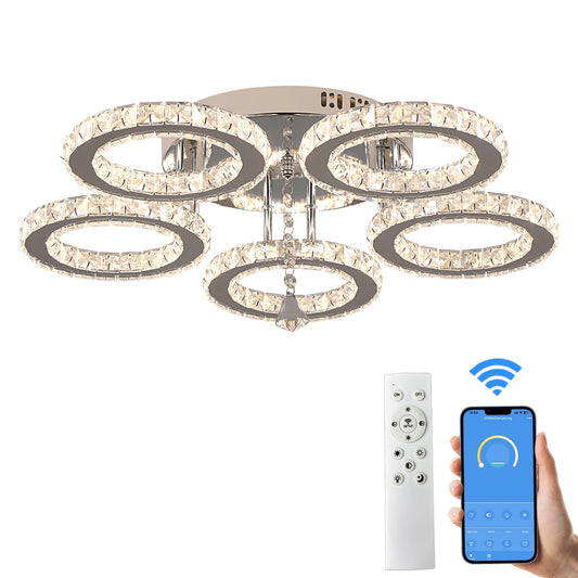 Elegant Crystal Lamp  - Remote Control Led, Color Changeable, Smart Ceiling Light for Home, 3000K-6000K